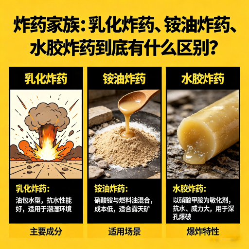 淇县炸药家族:乳化炸药、铵油炸药、水胶炸药到底有什么区别?